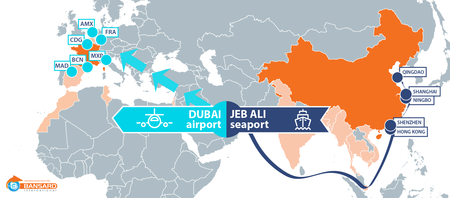 Sea Air map, transport multimodal, bansard, dubai, dxb 202011